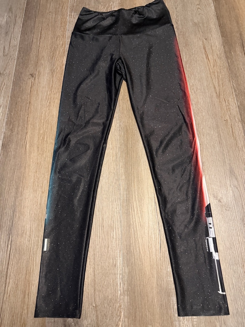 Goldsheep Black Star Wars Leggings with Red & Blue Accents